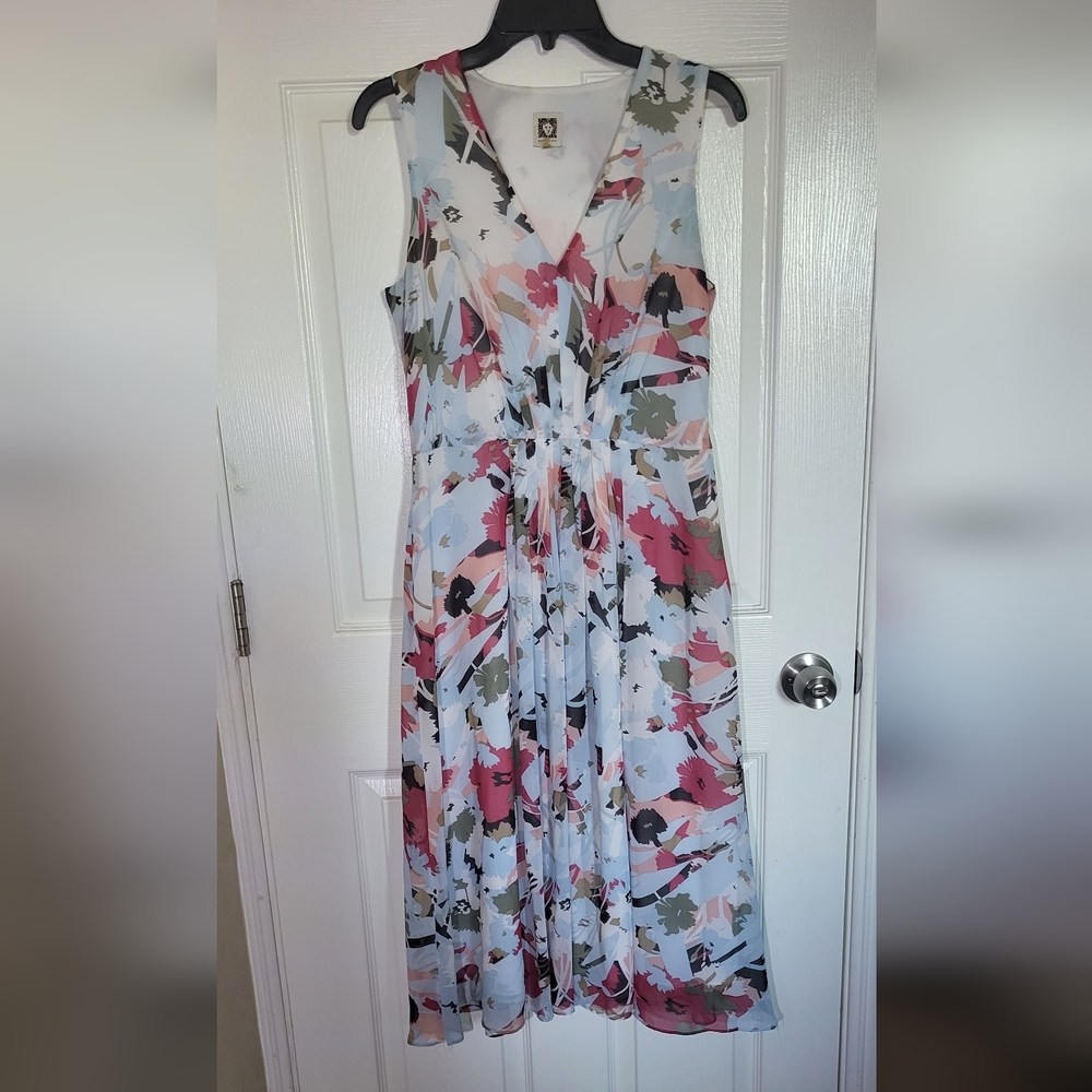 A Size 8 baby blue and floral print dress